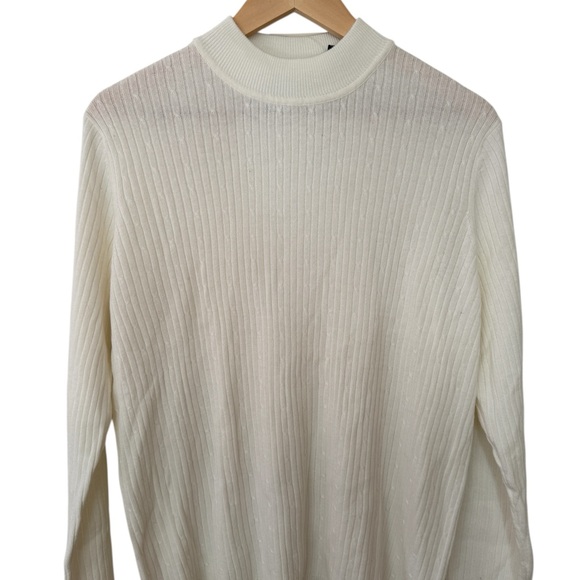 Laura Scott Ivory Ribbed Knit Mock Neck Sweater Women XL NWT Vintage - Picture 9 of 12